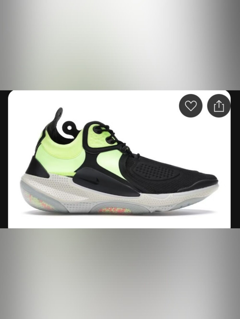 Nike JoyRide Black and Neon Yellow Low-Top Sneakers